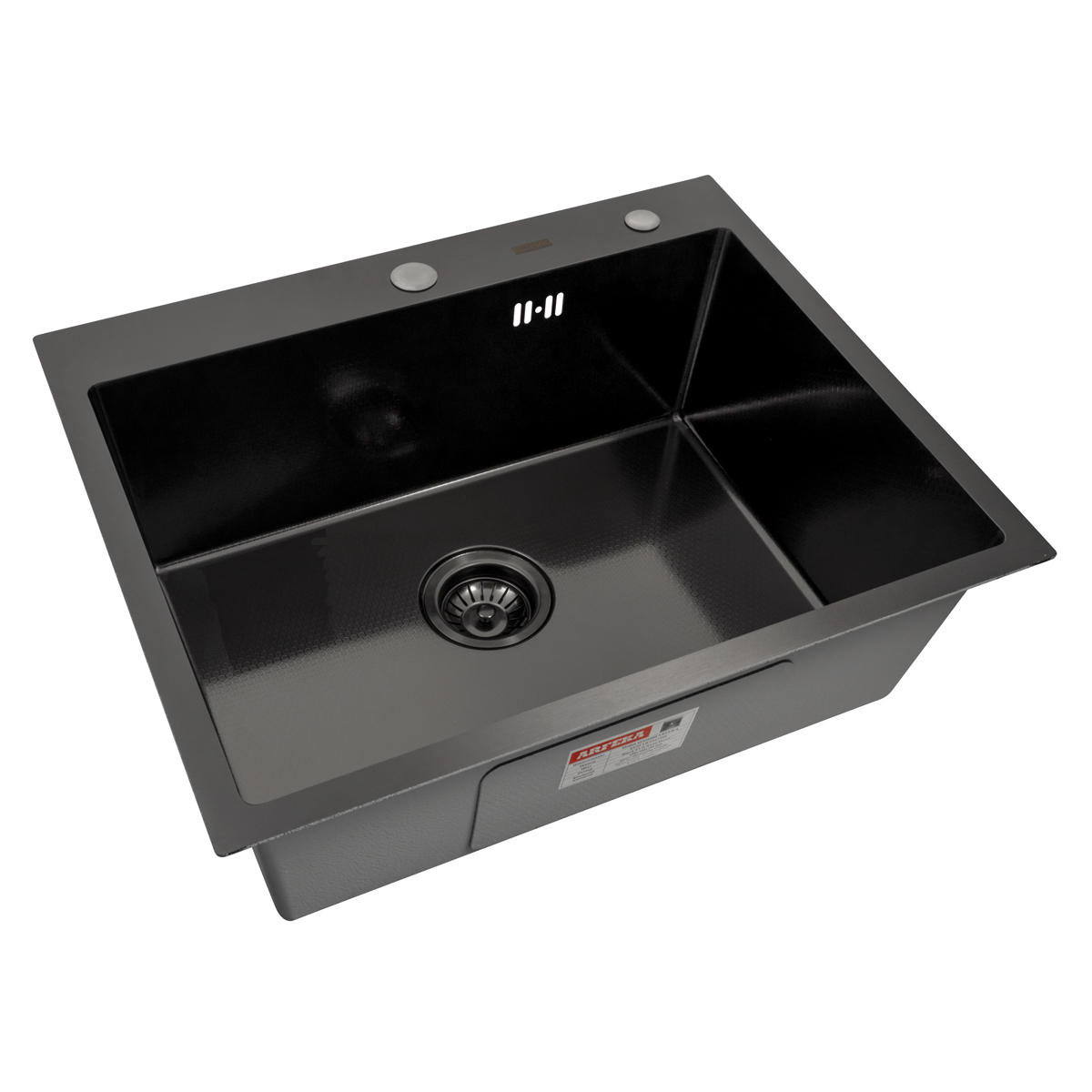 мойка кухонная arfeka eco ar 600x500 black pvd nano decor, черный
