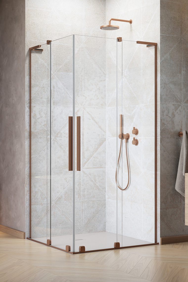 душевой уголок radaway furo sl brushed copper kdd 80x80 стекла прозрачные, профиль брашированная медь
