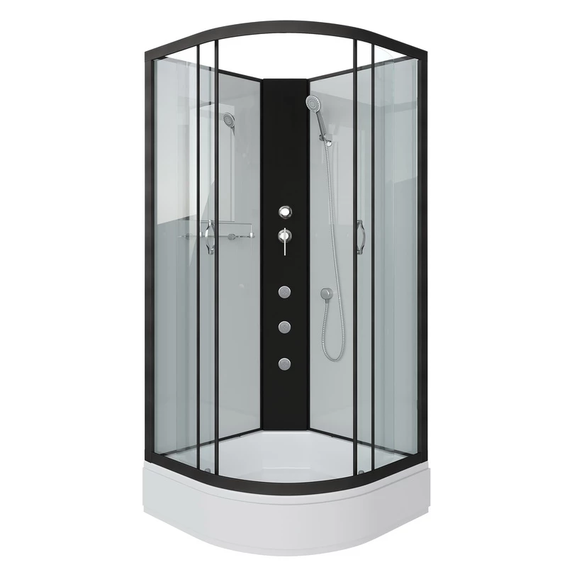 душевая кабина niagara classic ng-6702-14bkg 100x100 без крыши, стекла прозрачные, профиль черный