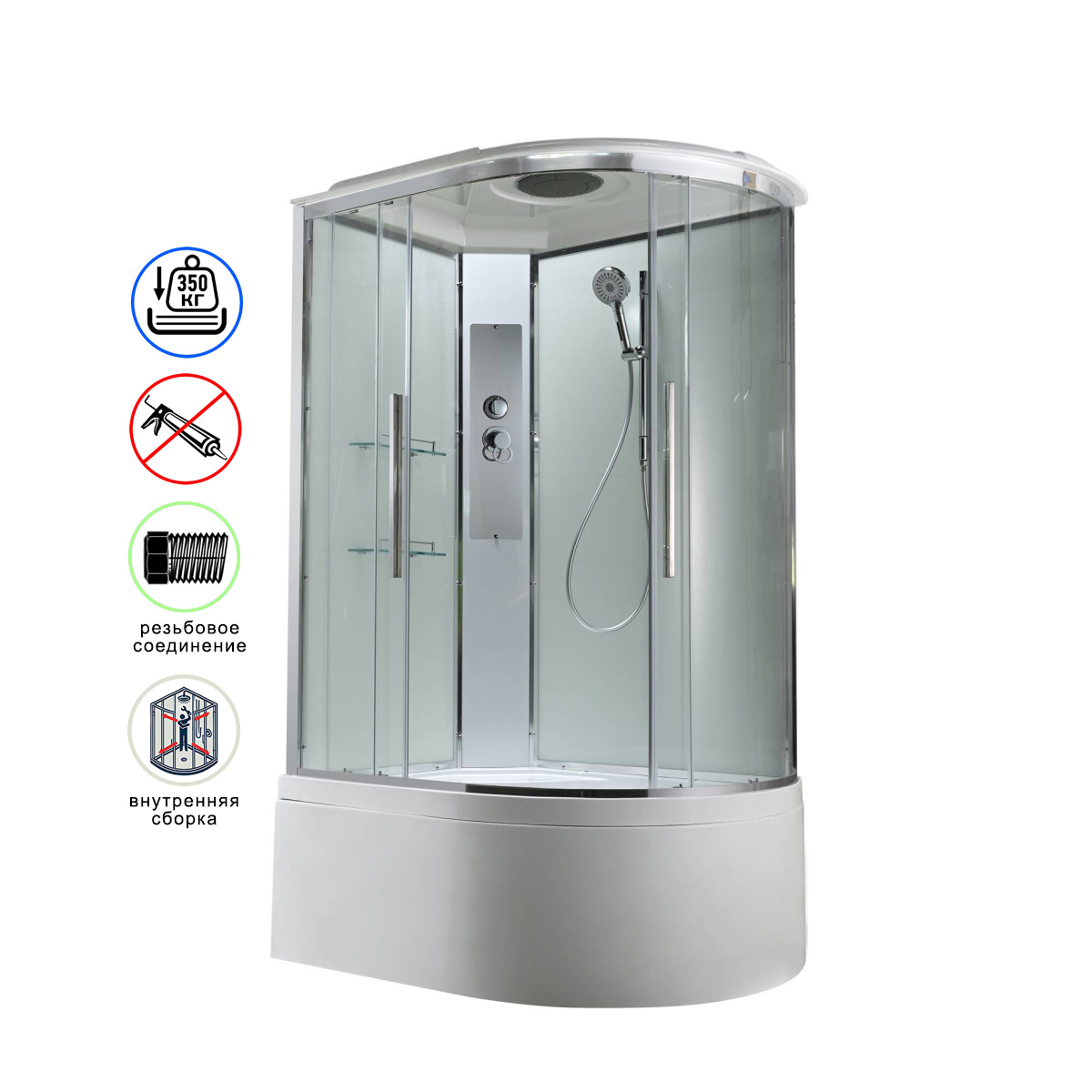 душевая кабина avacan em5912lt ava 120x90 левая, стандарт, стекла прозрачные, профиль хром