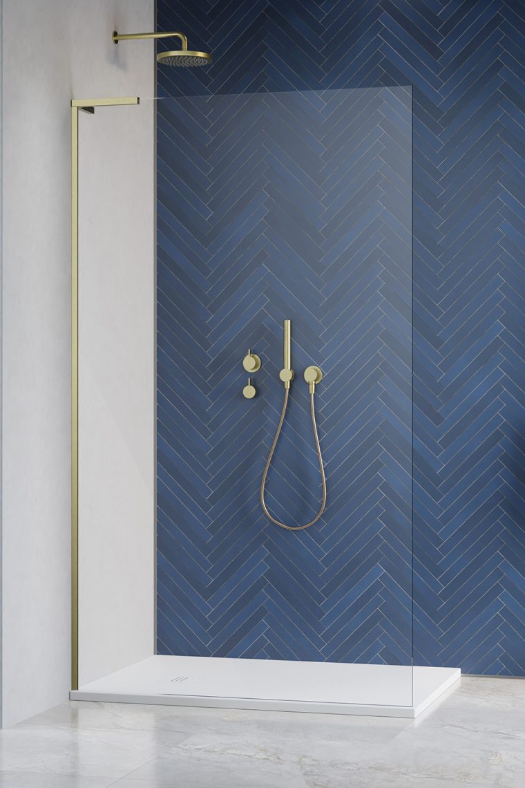 душевой уголок radaway walk-in modo sl ii brushed gold 115 left прозрачное стекло / профиль брашированное золото (левый)