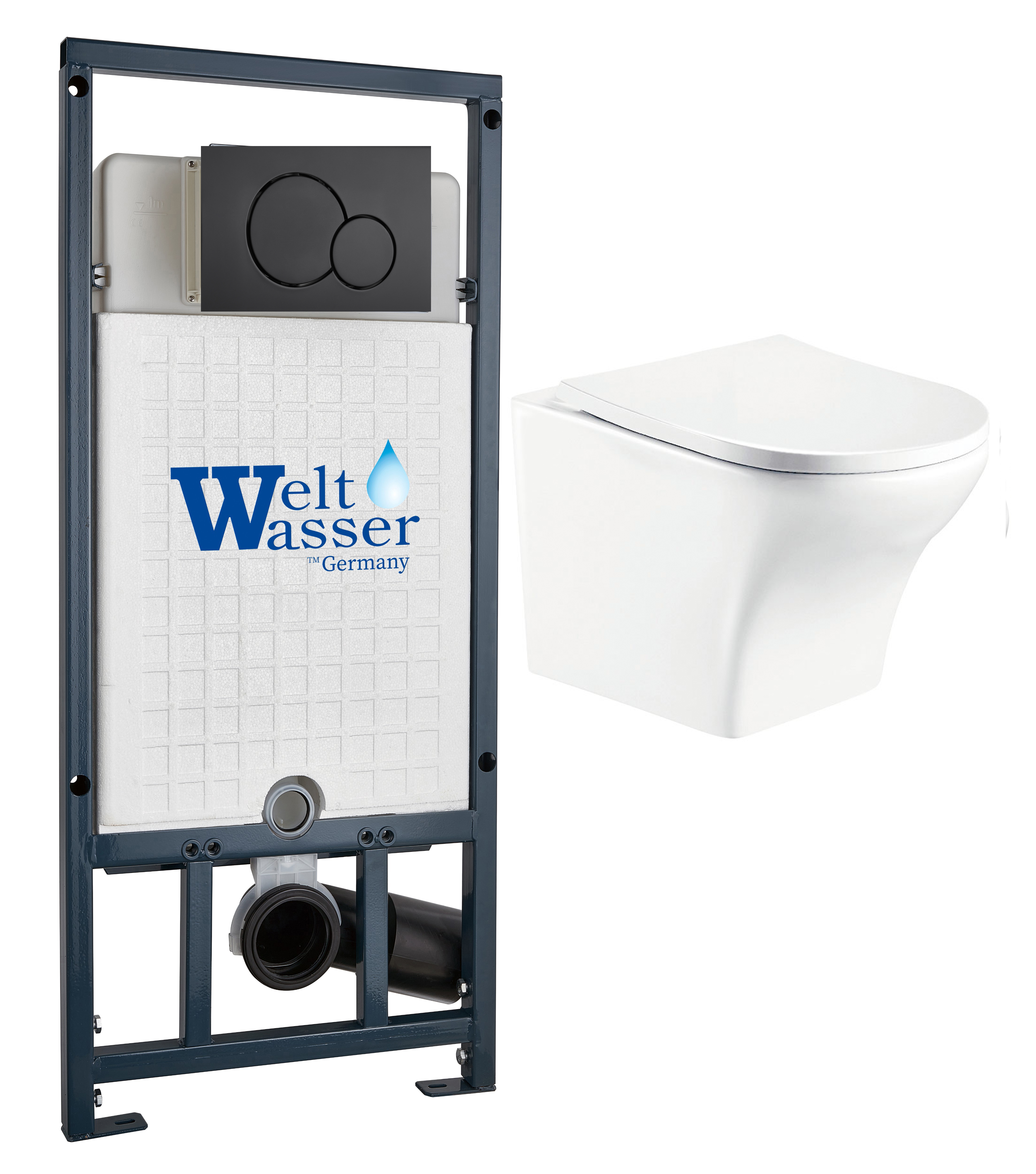 комплект инсталляции welt-wasser marberg 507 с унитазом odenbach 004 gl-wt и клавишей смыва mar 507 rd mt-bl черный матовый