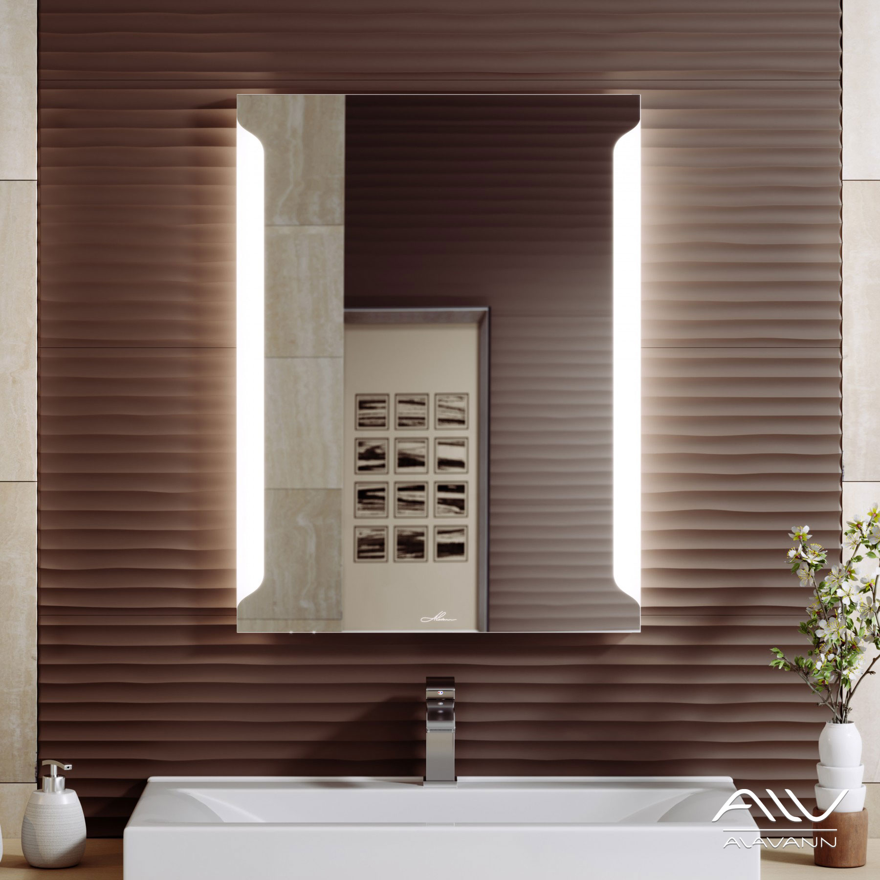 зеркало alavann teneri 60x80 с led-подсветкой и кнопочным выключателем