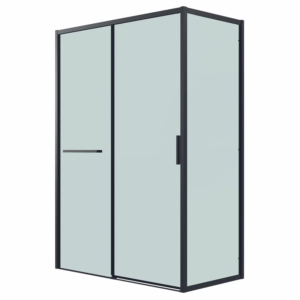душевой уголок grossman style 100x100 стекла прозрачные, профиль черный