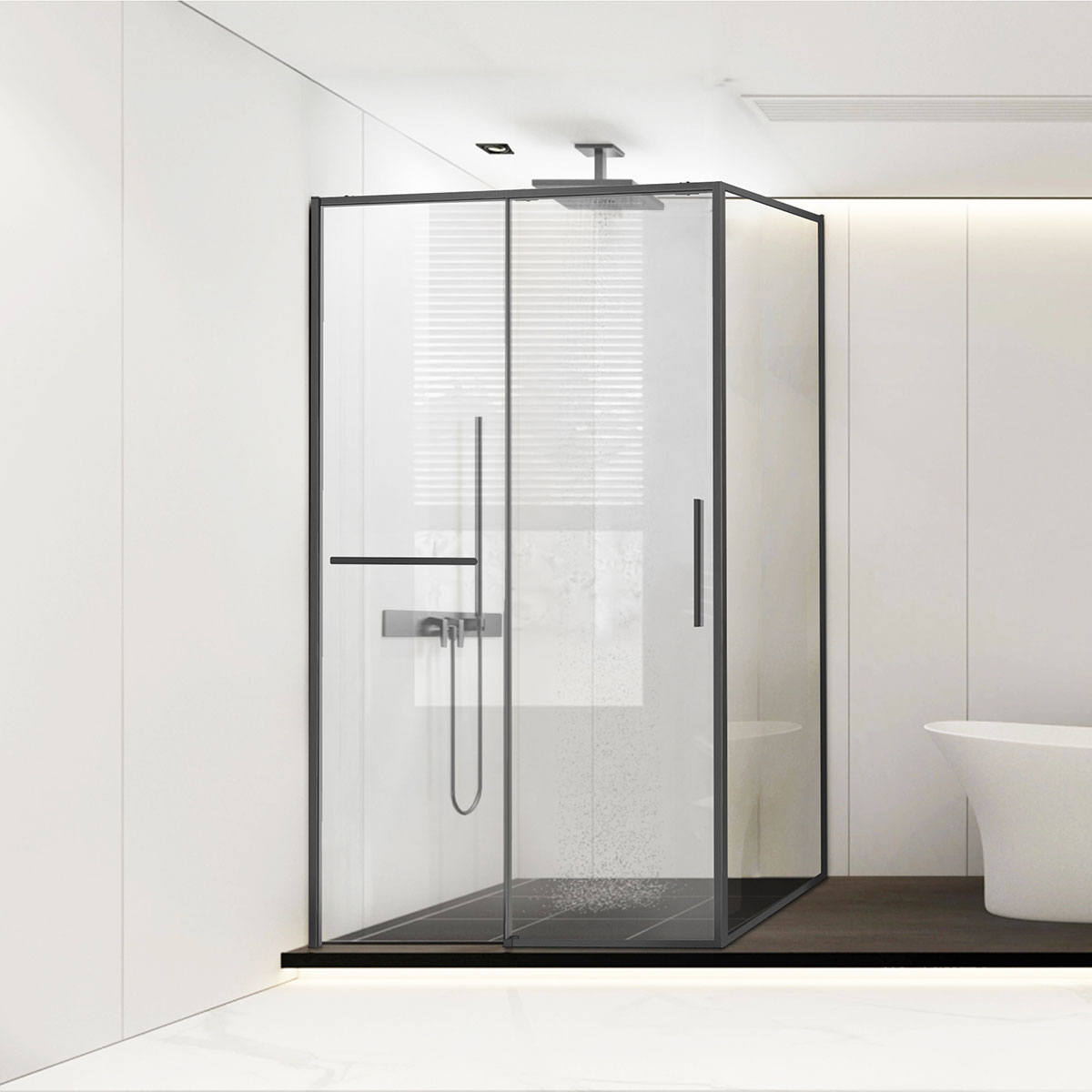 душевой уголок vincea slim soft vsr-1ss1015clgm 150x100 стекла прозрачные, профиль графит