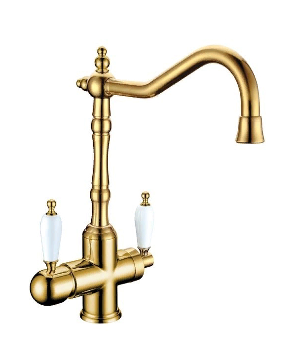 смеситель для кухни boheme tradizionale oro 112 c краном для питьевой воды, золото