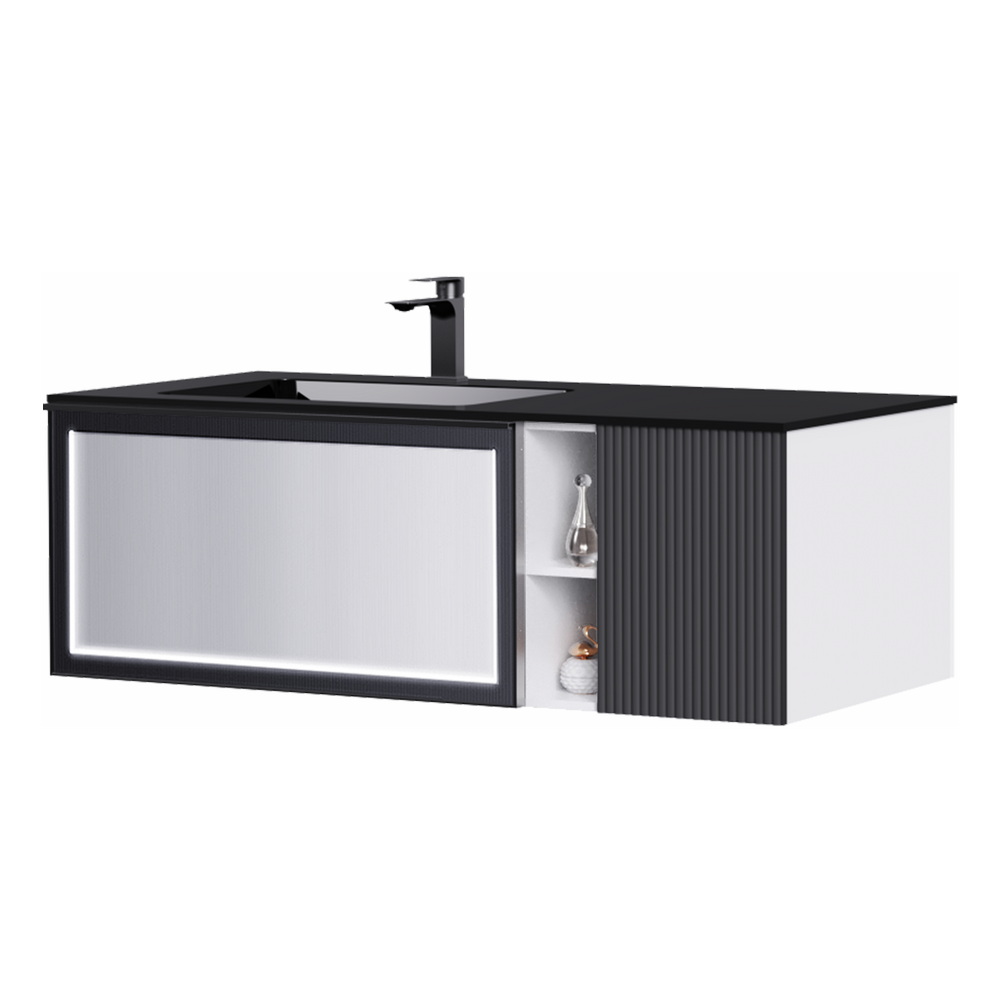 тумба с умывальником orans bc-9015-1200l 120x55 с подсветкой, белый/черный