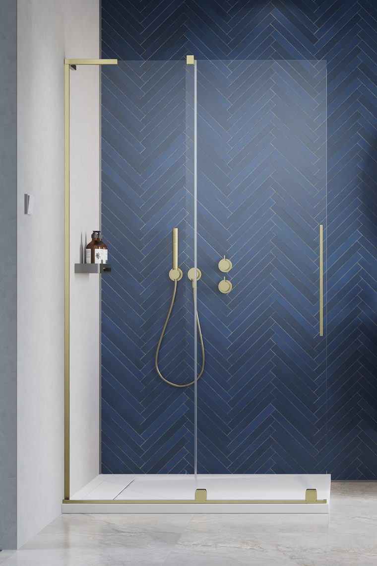 душевой уголок radaway furo sl brushed gold walk-in l 110x200 стекла прозрачные, профиль брашированное золото
