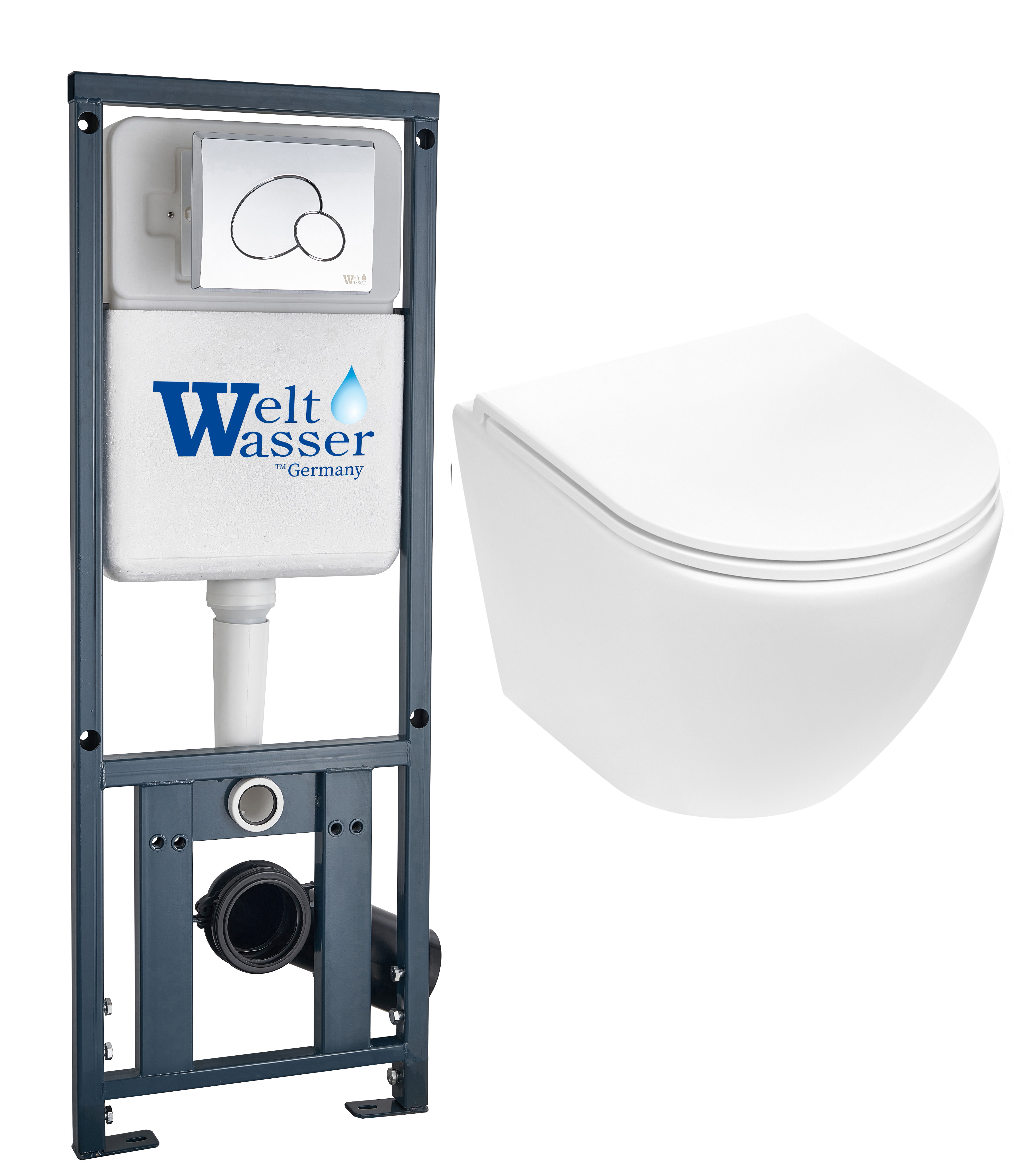 комплект инсталляции welt-wasser marberg 410 с унитазом merzbach 043 mt-wt и клавишей смыва mar 410 rd gl-wt белый глянец