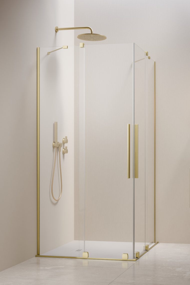 душевой уголок radaway furo brushed light gold kdd 110x100 стекла прозрачные, профиль брашированное светлое золото