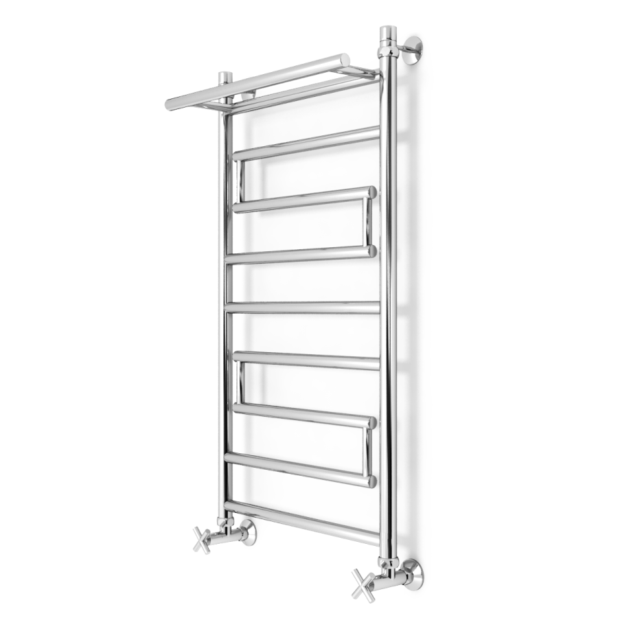 полотенцесушитель zorg supreme plus 500/1000 50x100 с полкой, нижнее подключение, хром