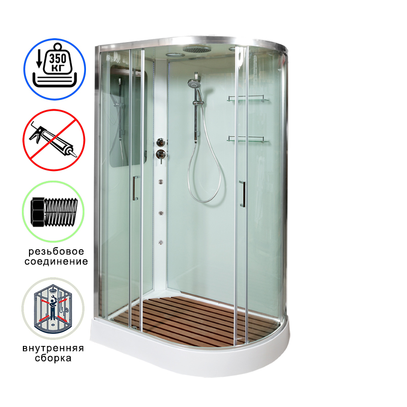 душевая кабина avacan a102lgm ava 120x80 с гидромассажем, левая, стекла прозрачные, профиль хром