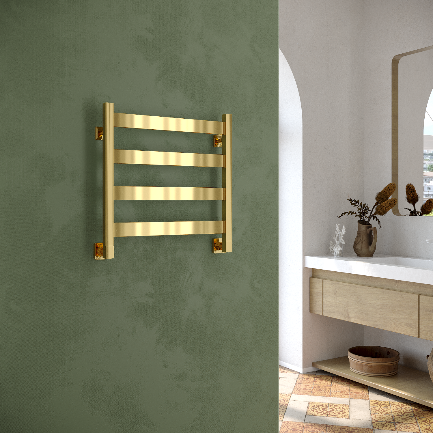 полотенцесушитель водяной stinox sanremo 50x50 золото глянец