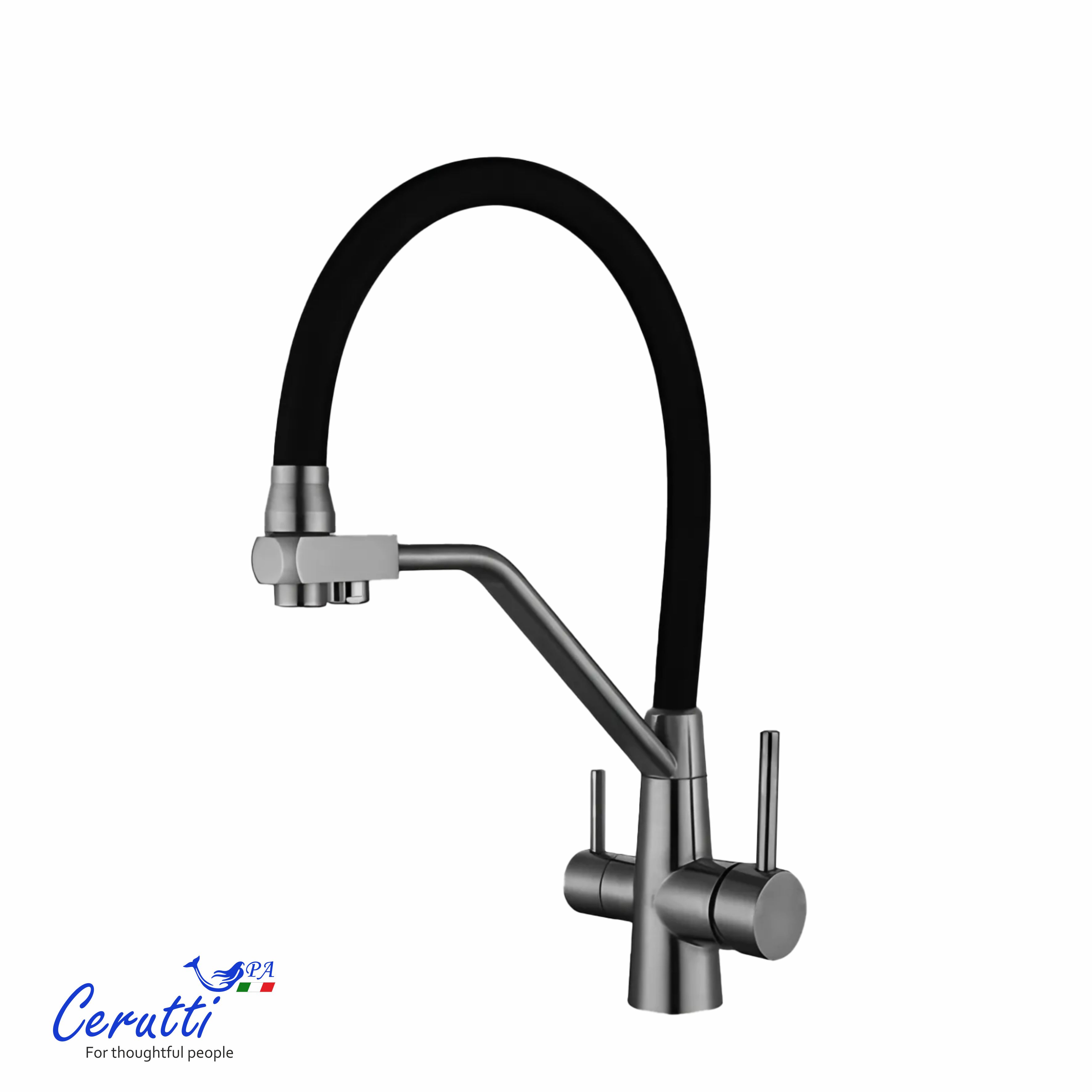 смеситель для кухни ceruttispa else gr ct12124 серый