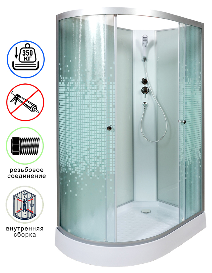 душевая кабина avacan l902rn ava 120x80 без крыши (стекла матовые с рисунком) правая