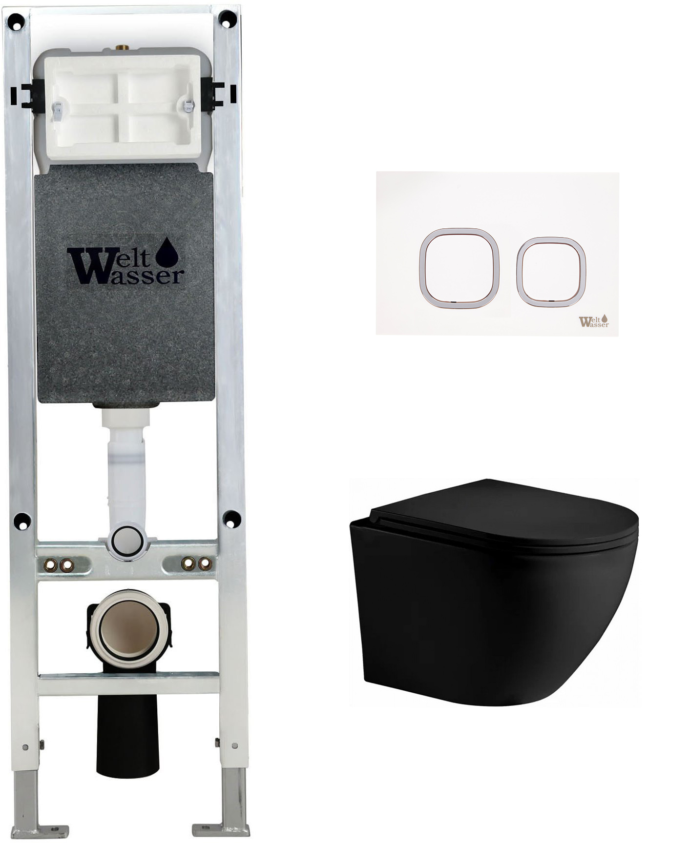 комплект инсталляции welt-wasser amberg 350 st с клавишей смыва amberg rd-wt и унитазом merzbach 043 xl mt-bl