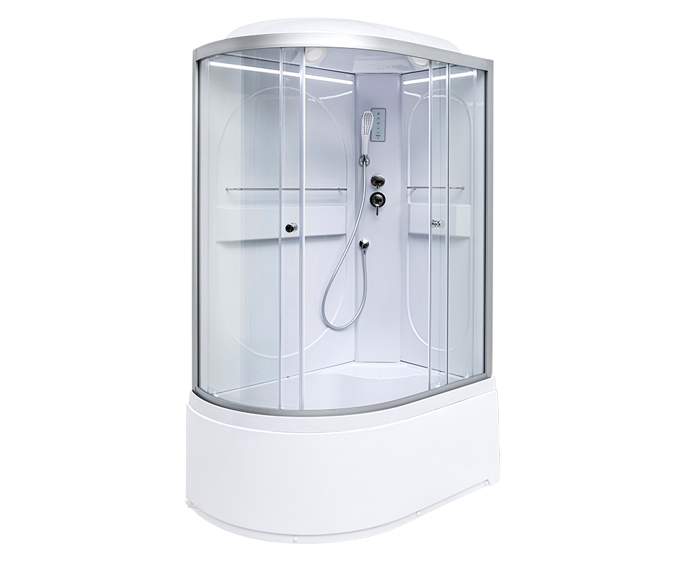 душевая кабина deto l620rled 120x80 стекла прозрачные, профиль матовый хром