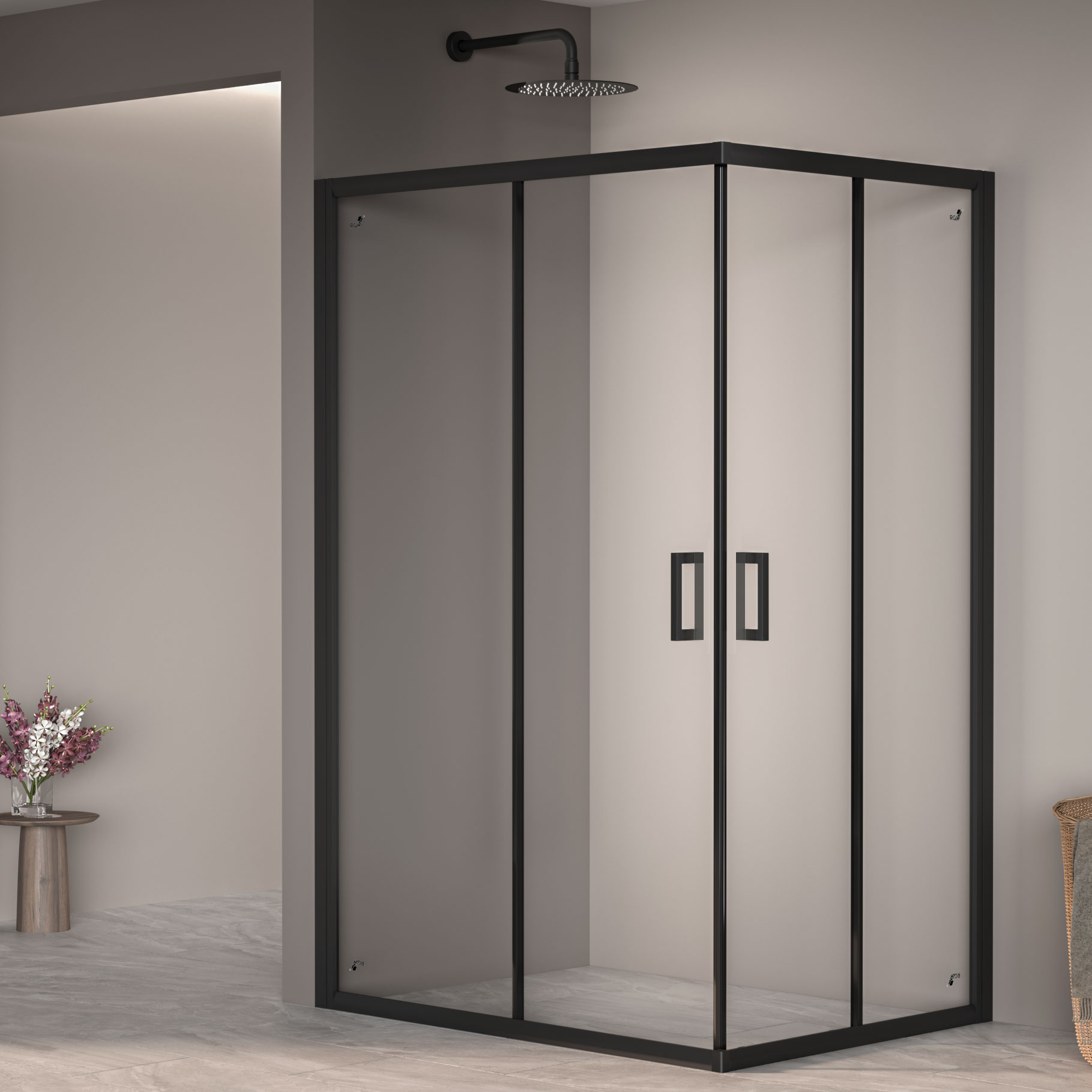душевой уголок rgw passage pa-246b 120x80 стекла прозрачные, профиль черный