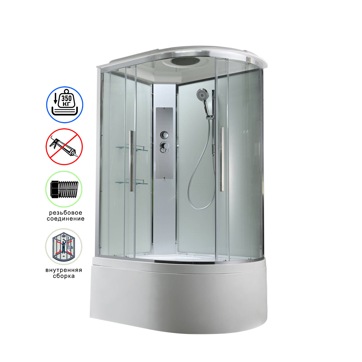 душевая кабина avacan em5811lt ava 110x80 левая, стандарт, стекла прозрачные, профиль хром