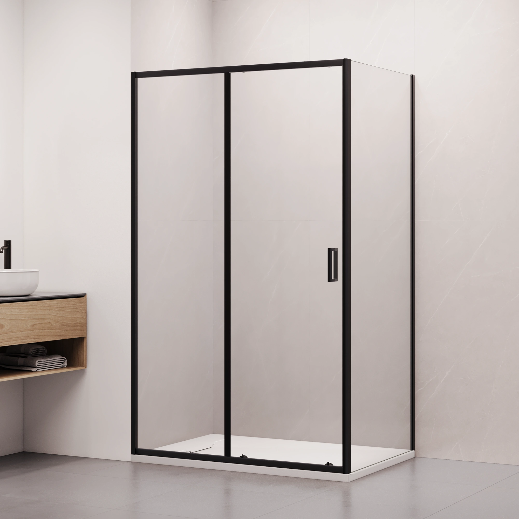душевой уголок rgw classic cl-145-b 120x90 стекла прозрачные / профиль черный