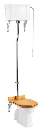 унитаз напольный burlington p2+t30chr+c28s с высоким керамическим бачком с длинной трубой (одинарная система слива)