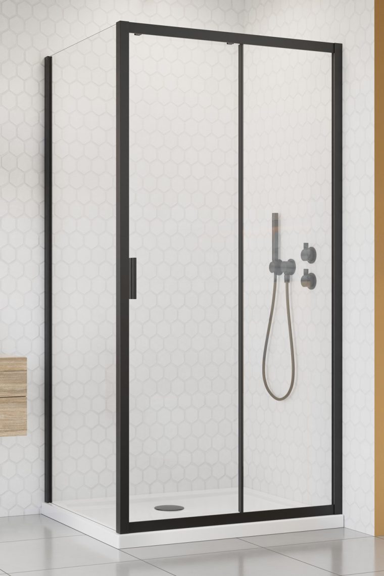 душевой уголок radaway alienta black dwj+s 140x80 стекла прозрачные, профиль черный
