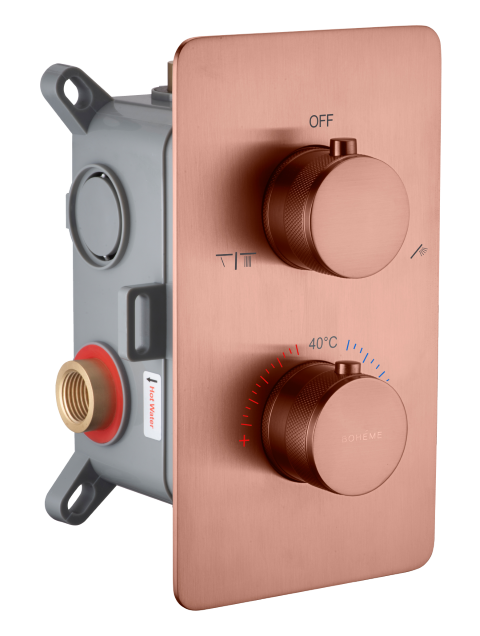 смеситель скрытого монтажа для душа boheme cell copper brushed 134-2-cb с термостатом, брашированная медь