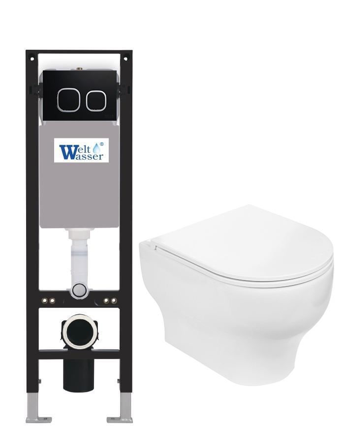 комплект инсталляция welt-wasser amberg 350 для унитаза erlenbach 004 gl-wt с клавишей смыва amberg rd-bl, черный матовый