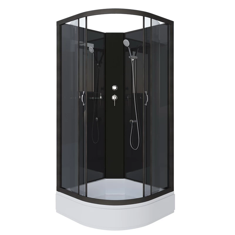 душевая кабина niagara classic ng-6501-14bk 90x90 без крыши, стекла тонированные, профиль черный