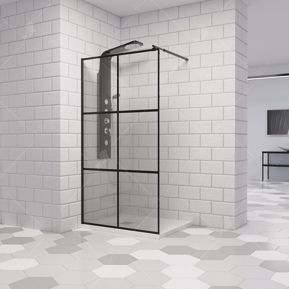 душевой уголок rgw walk-in wa-111b 100x195 стекло прозрачное, профиль черный