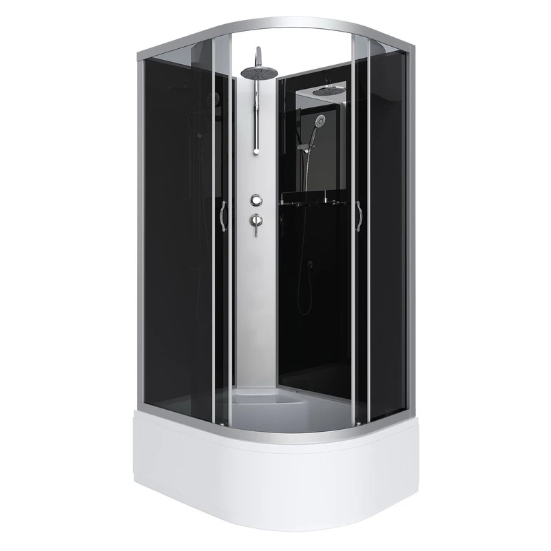 душевая кабина niagara ng-2510-14lbkt 120x80 левая, без крыши, стекла тонированные, профиль серебро