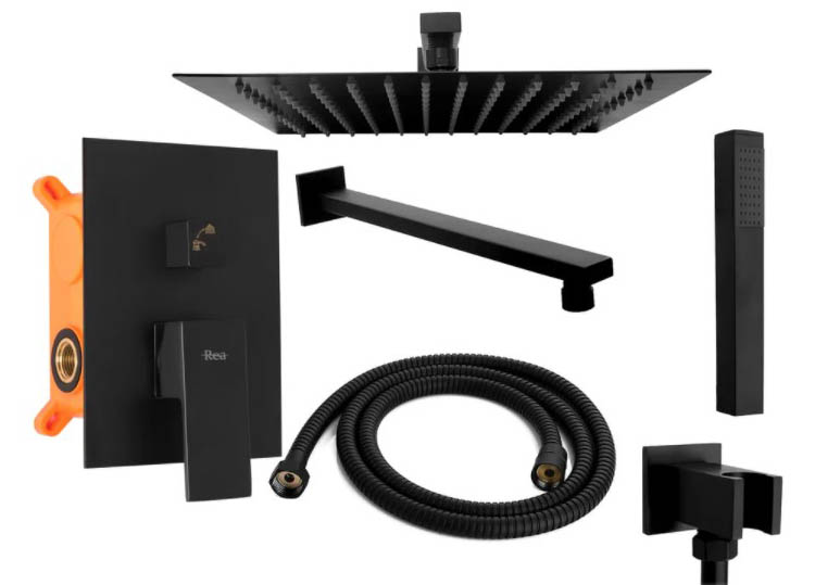 душевая система скрытого монтажа rea fenix black p6920 черный матовый
