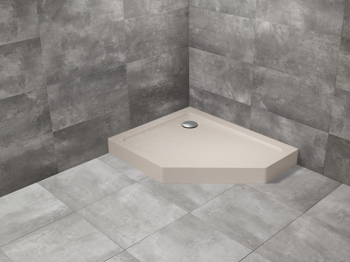 душевой поддон radaway doros pt e compact stone cashmere 90x80 правый, кашемир