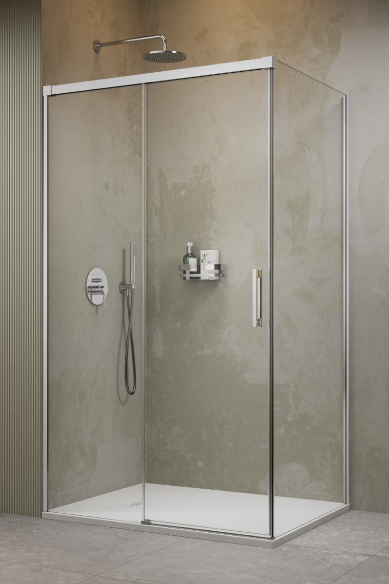 душевой уголок radaway idea 8 kdj 100x90 левый, стекла прозрачные, профиль хром
