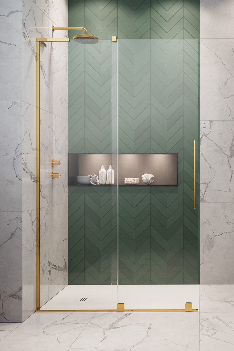 душевой уголок radaway furo sl gold walk-in l 90x200 стекла прозрачные, профиль золото