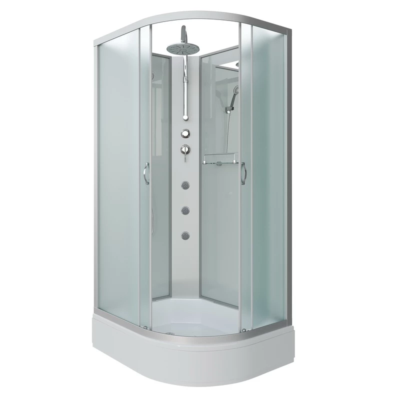 душевая кабина niagara classic ng-33094-14lbktg 100x90 без крыши, стекла матовые, профиль серебро