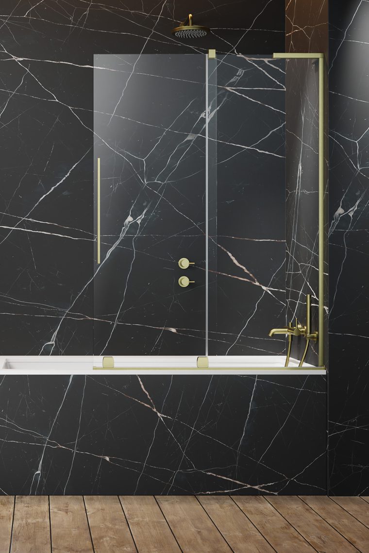 шторка на ванну radaway furo sl brushed gold pnd ii r 100x150 стекла прозрачные, профиль брашированное золото