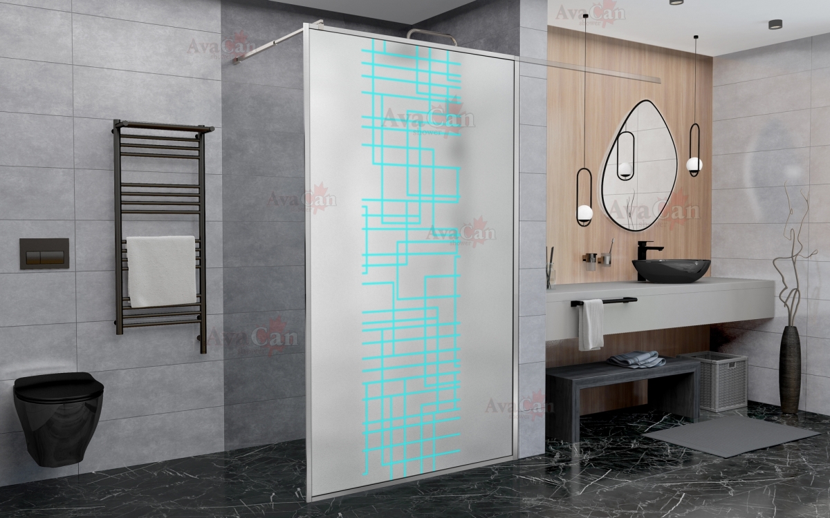 душевой уголок avacan lc120mt ava 120x200 стекла матовые с рисунком, профиль хром