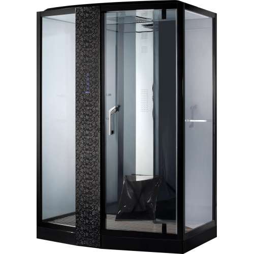 душевая кабина orans sr-89102 s black l 150x100 черная (с турецкой баней)
