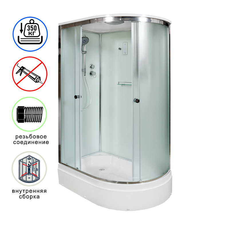 душевая кабина avacan d312slel ava 120x90 с электрикой, левая, стекла матовые, профиль хром