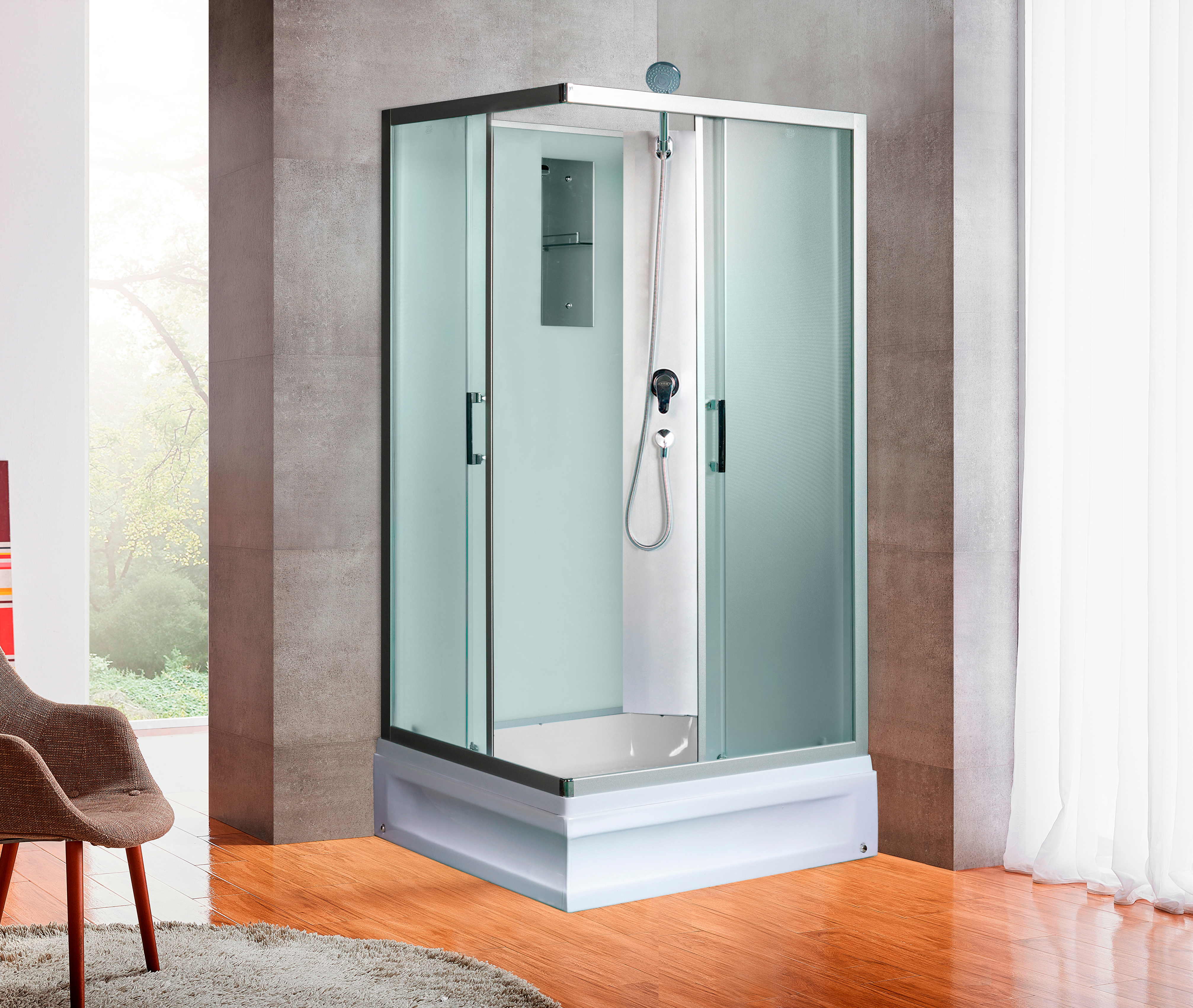 душевая кабина river quadro 100/80/24 мт без крыши 100x80