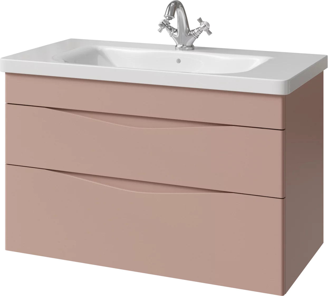 тумба подвесная caprigo lento 90 36213-sf026 розовый матовый