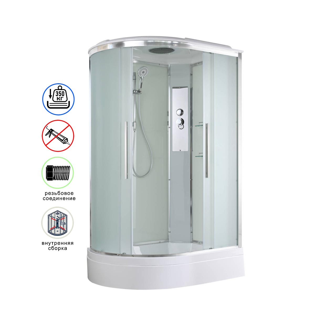 душевая кабина avacan em3812r ava 120x80 правая, стандарт, стекла матовые, профиль хром