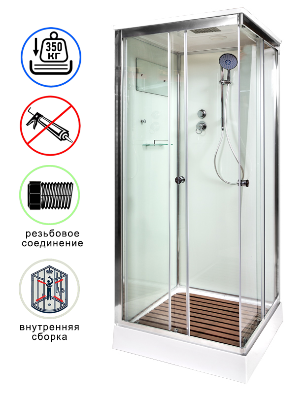 душевая кабина avacan k408s ava 80x80 стандарт, стекла прозрачные, профиль хром