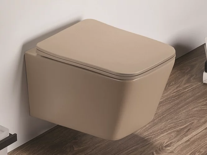 унитаз подвесной ceramalux 5170mc 35x52 капучино матовый безободковый softclose