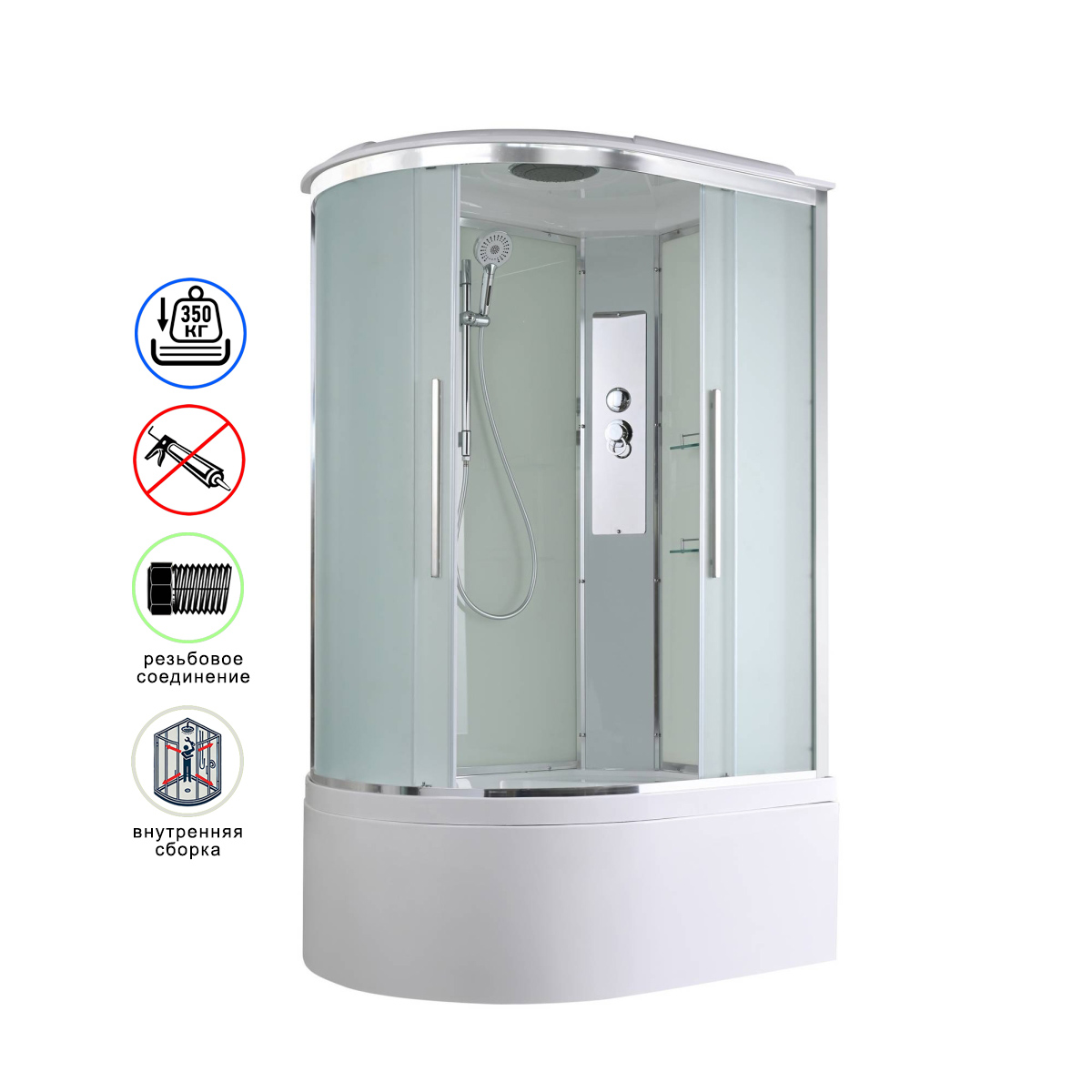 душевая кабина avacan em5912r ava 120x90 правая, стандарт, стекла матовые, профиль хром