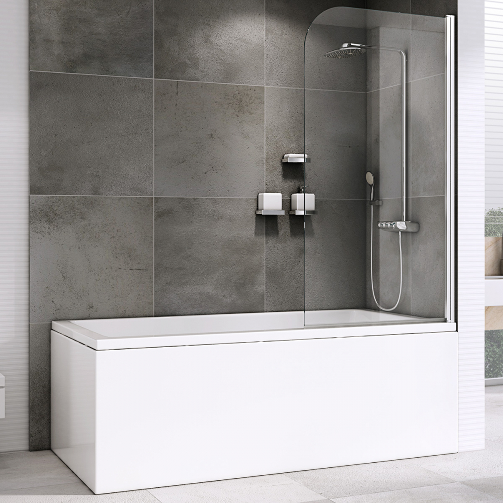 шторка на ванну abber ewiges wasser ag52080 80x140 прозрачное стекло / профиль хром