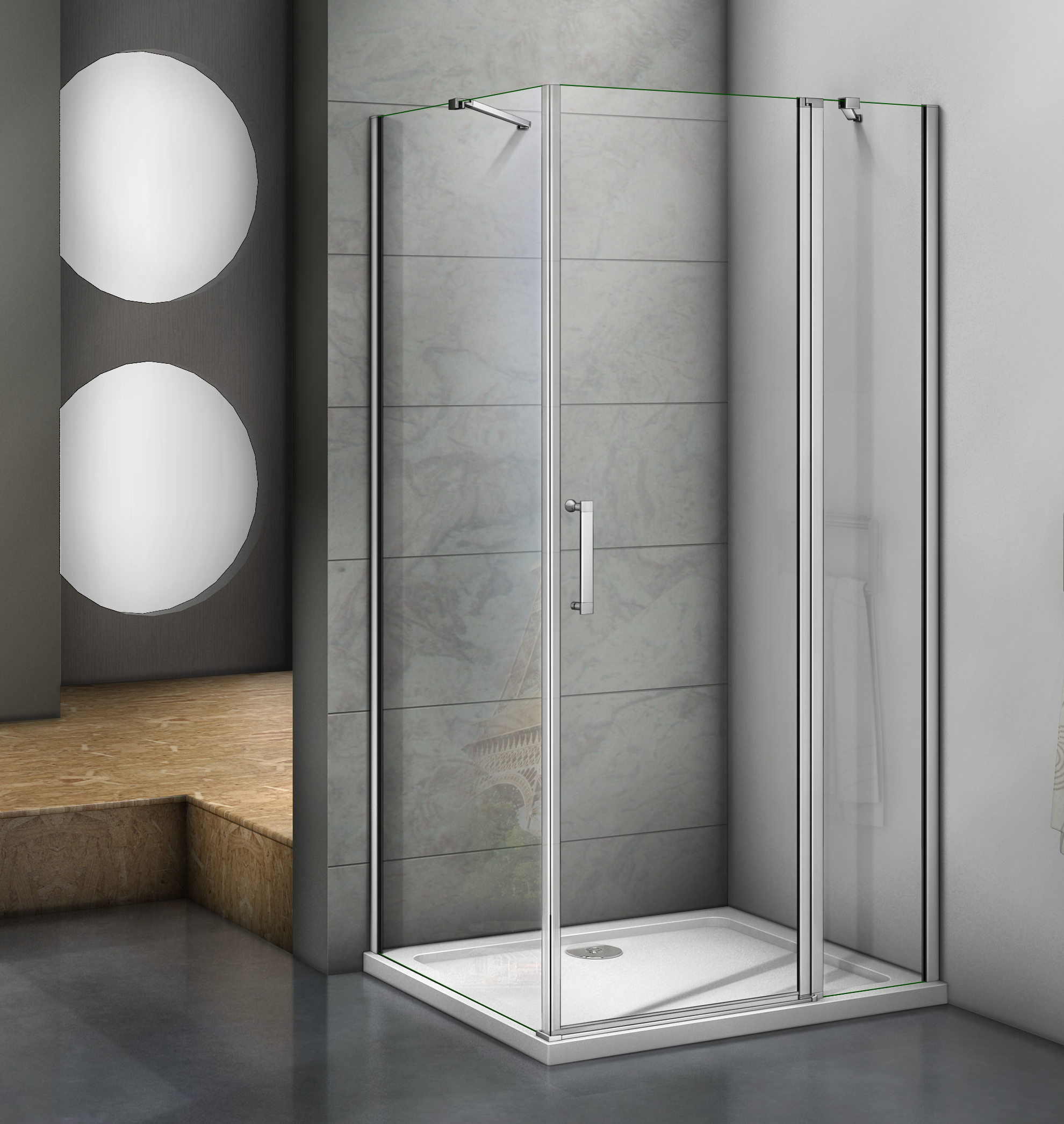 душевой уголок gooddoor mokka wtw+sp 140x80 стекло прозрачное / серебристый профиль (с магнитным профилем)