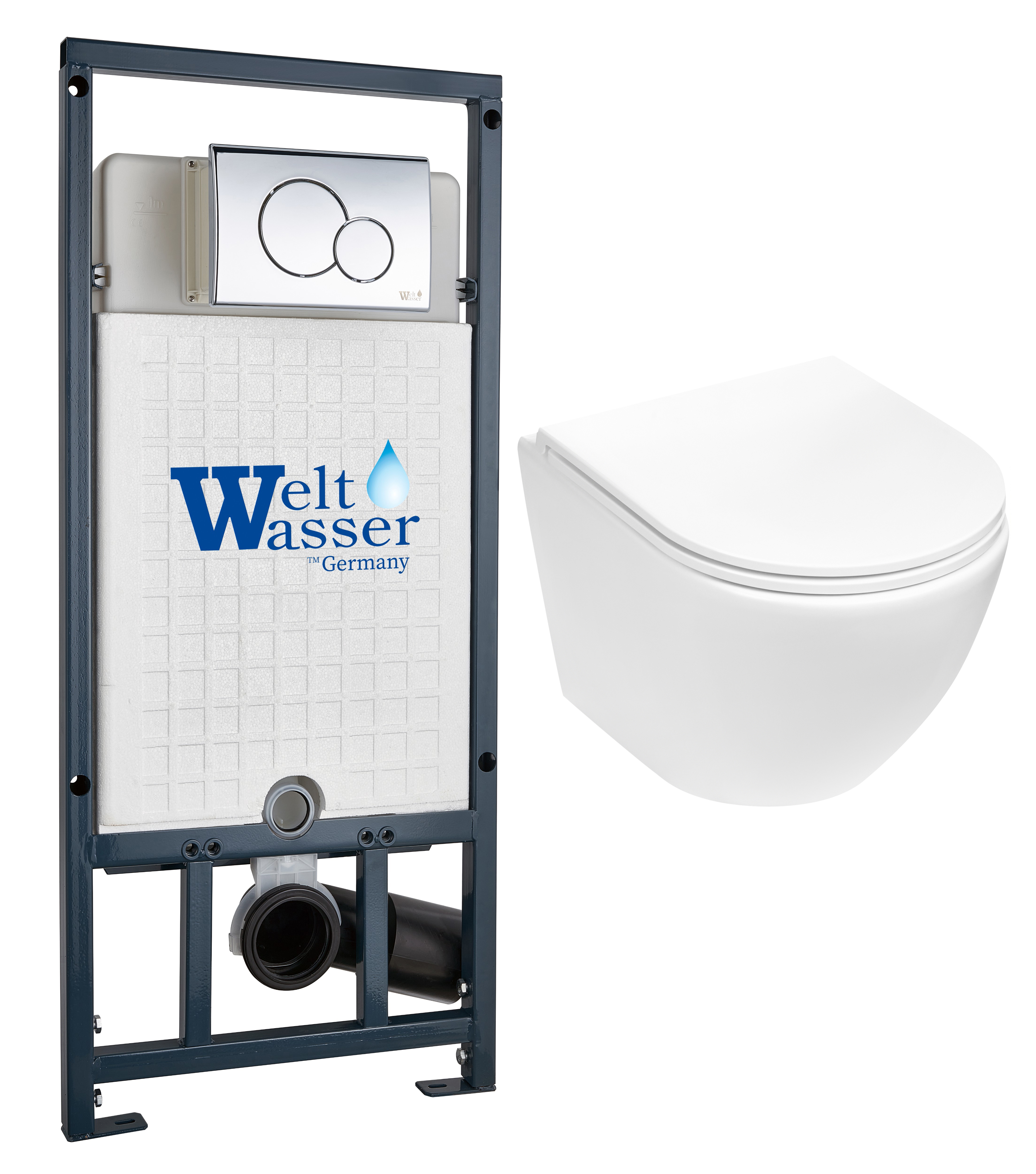 комплект инсталляции welt-wasser marberg 507 с унитазом merzbach 043 mt-wt и клавишей смыва mar 507 rd gl-wt белый глянец