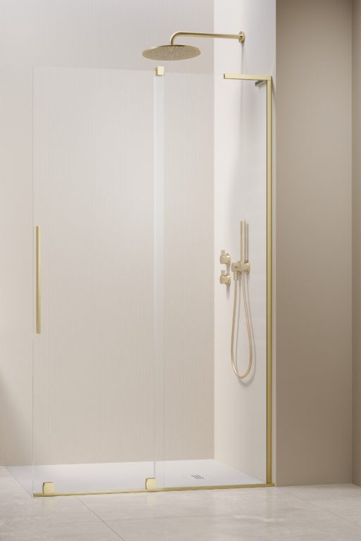 душевой уголок radaway furo sl brushed light gold walk-in 120x200 правый, cтекла прозрачные, профиль брашированное светлое золото